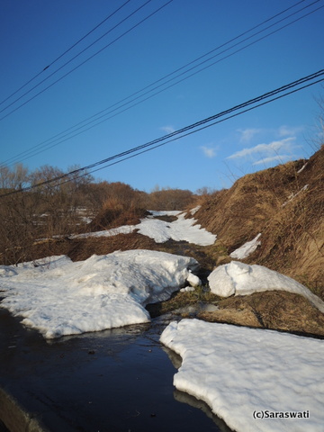 雪融けにハートマーク